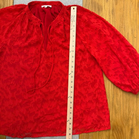 Jade Melody Tam Womens Red Lace Peasant Blouse Size Large - Picture 11 of 11